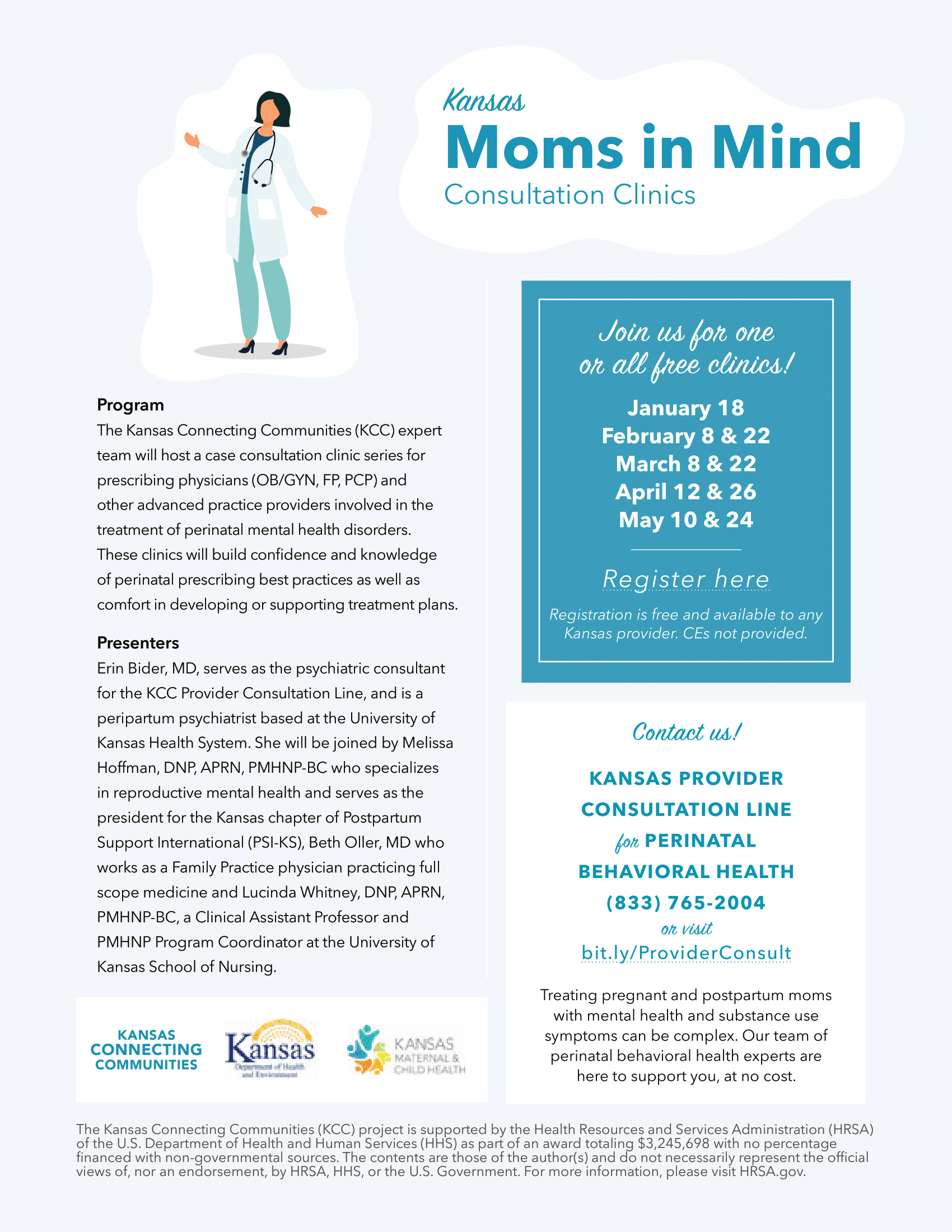 Kansas Moms in Mind Consultation Clinics Flyer